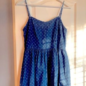SO Heritage Blue Jean Dress with Polk Dot Print